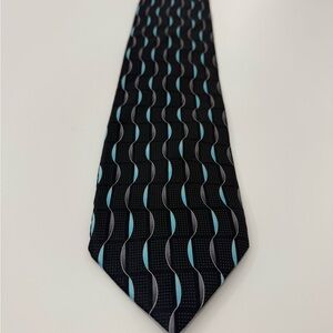 Croft & Burrow Silk Black and Blue Men's Tie